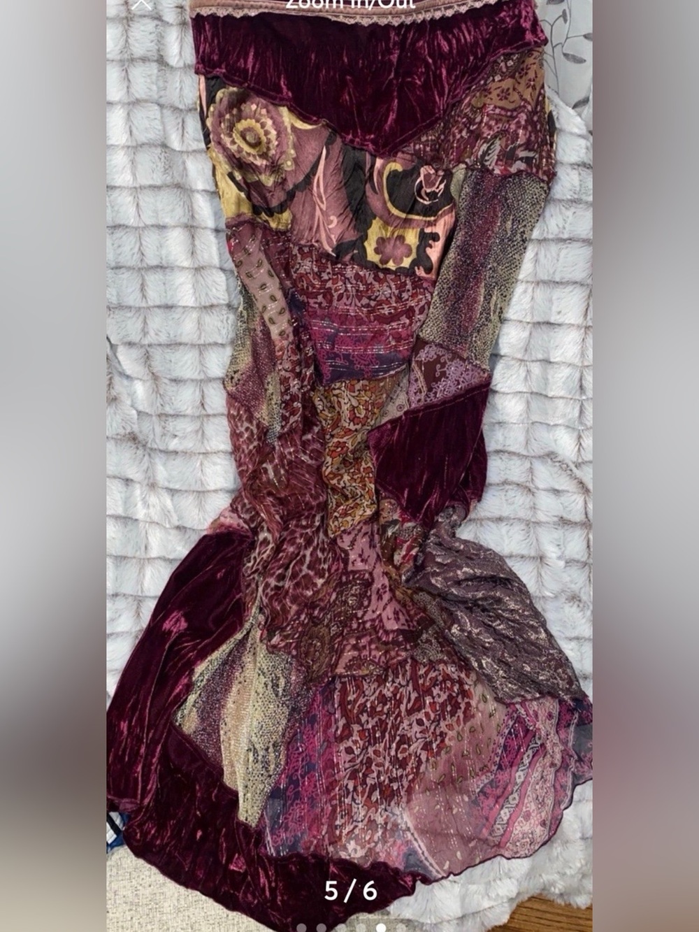 Y2K Cache Burgundy and Pink Patchwork Maxi Dress